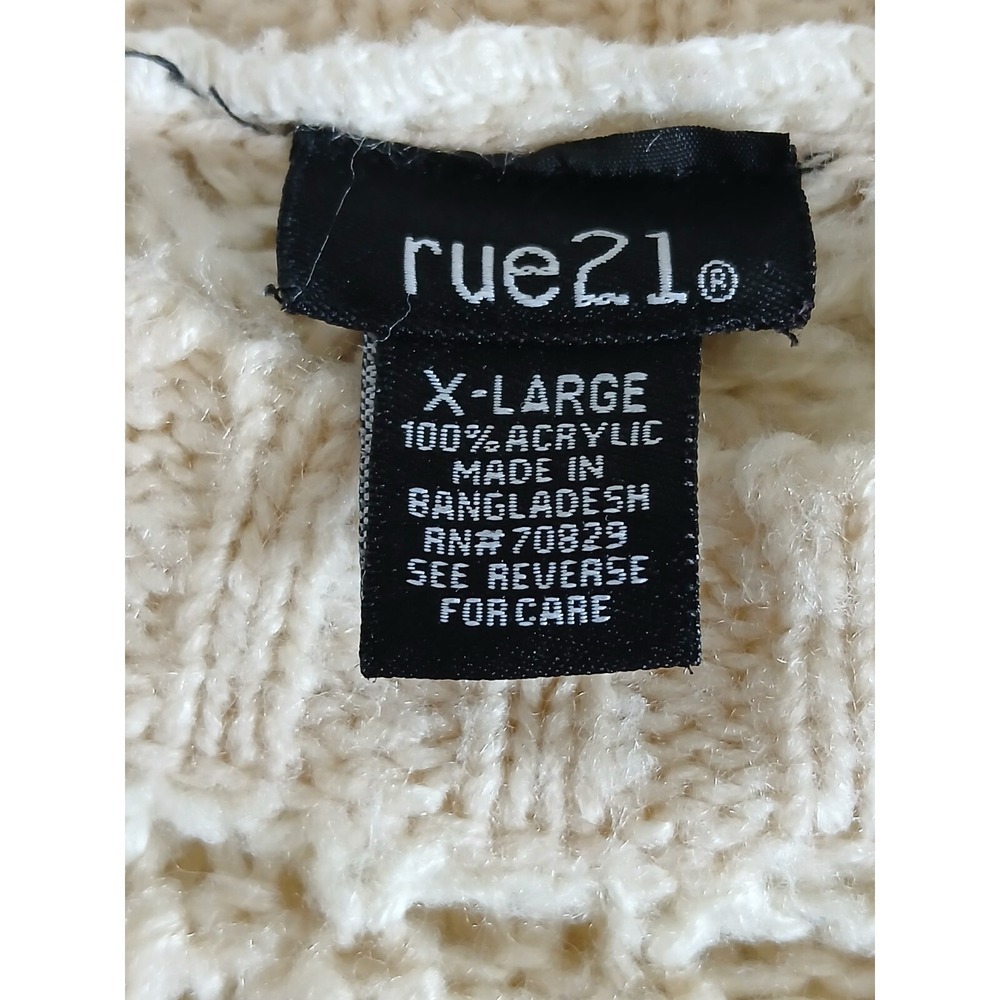 Rue 21 Women's Sweater‎ Size XL Beige Tan Stripes Long Sleeve Round Neck - Picture 16 of 16